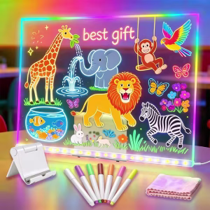 Rechargeable LED Drawing Board for Kids, Light Up Drawing Pad with 7 Colors